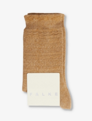 Falke Womens 5175 Straw Mel. Monument Crew-length Wool-blend Socks
