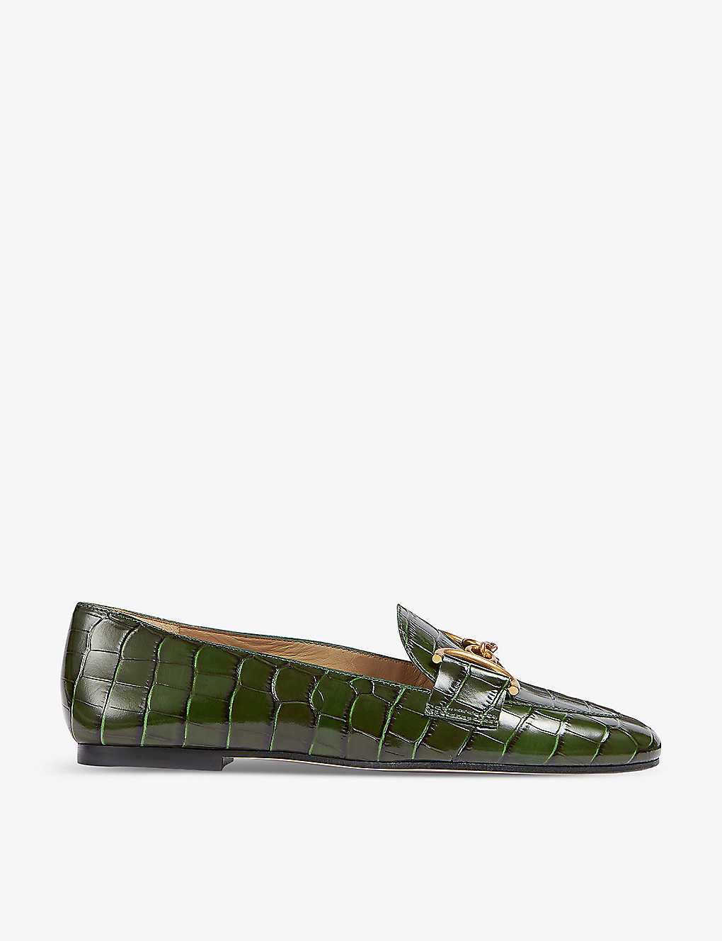 Lk Bennett Womens Gre-dark Green Daphne Snaffle-detail Croc-effect Leather Loafers