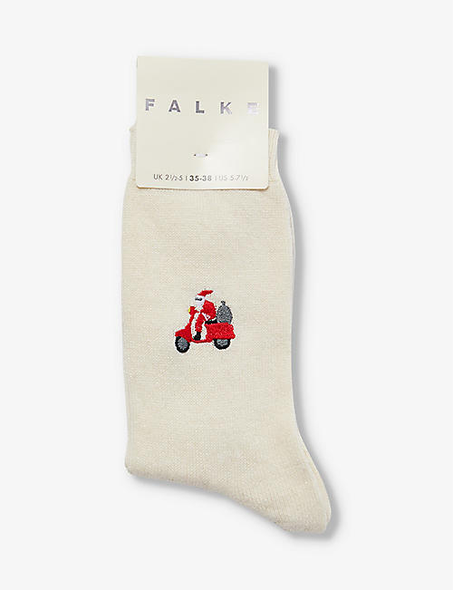 FALKE: Cosy Wool Christmas gift-embroidered wool and cashmere-blend knitted socks