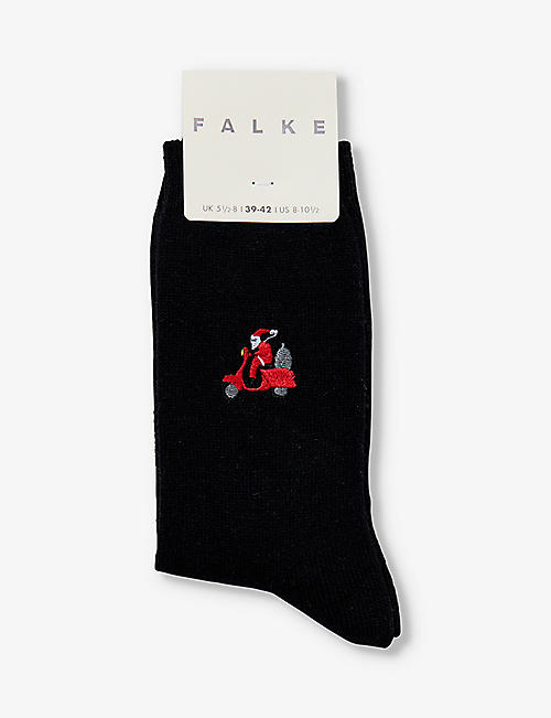 FALKE: Cosy Wool Santa-embroidered stretch-knit socks
