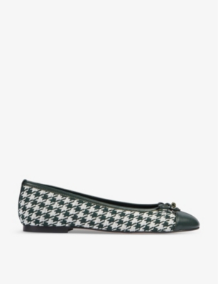 LK BENNETT: Kara houndstooth-pattern woven ballet flats