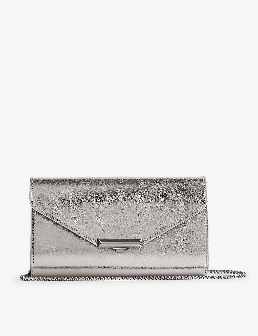 LK BENNETT - Lucy chain-strap metallic leather clutch bag | Selfridges.com
