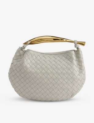 Bottega Veneta Agate Grey-gold Sardine Intrecciato-weave Leather Top-handle Bag