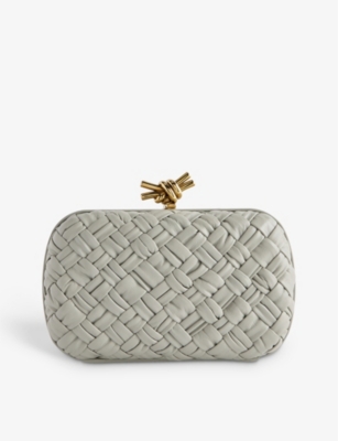 Bottega Veneta Silver Knot Intrecciato-leather clutch bag