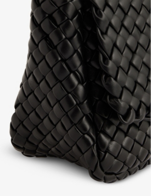 Shop Bottega Veneta Womens Black-gold Cobble Small Intrecciato Leather Shoulder Bag