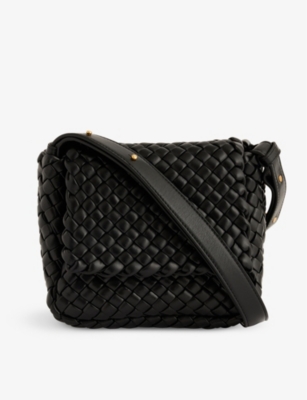 Shop Bottega Veneta Women's Black-gold Cobble Small Intrecciato Leather Shoulder Bag