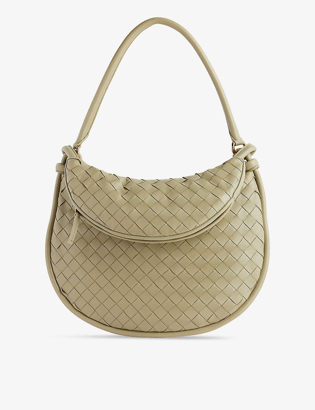 Bottega Veneta Womens Travertine-muse Bra Intrecciato-weave Small Leather Shoulder Bag
