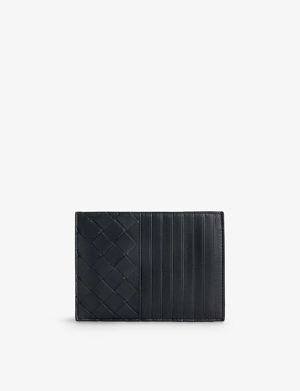 Bottega Veneta Intrecciato Leather Card Holder In Black-gold