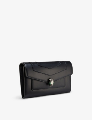Bvlgari Serpenti Forever Leather Wallet In Black
