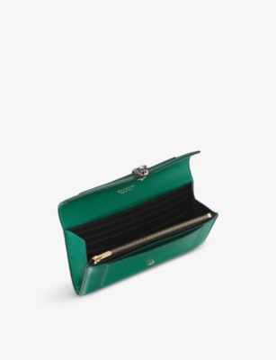 Shop Bvlgari Serpenti Forever Leather Wallet In Green
