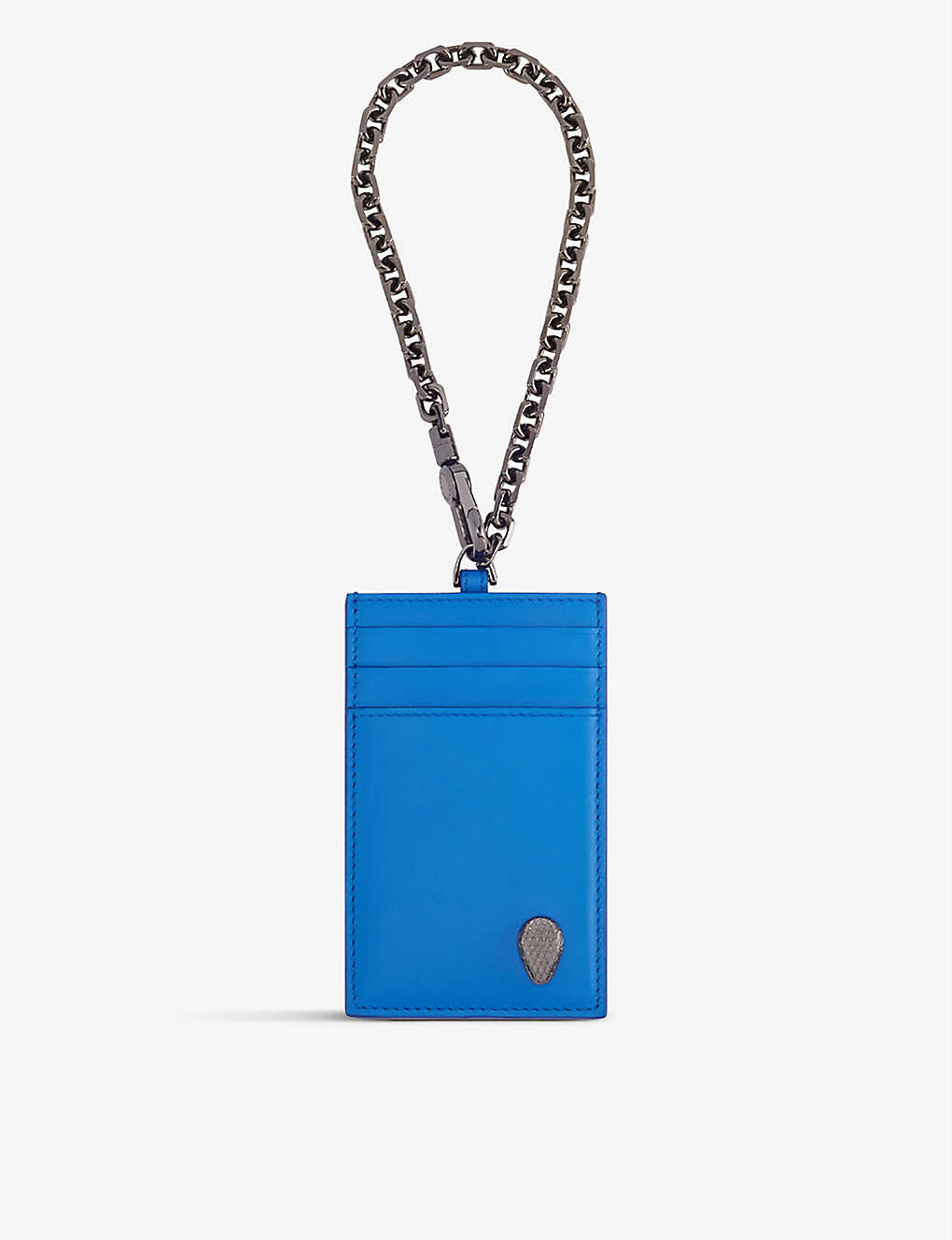 Bvlgari Blue Serpenti Forever Leather Card Holder On Chain