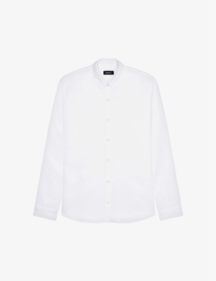 Balibaris Mens White Mercer Tonal-stitch Slim-fit Linen And Cotton Shirt