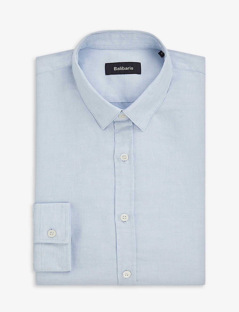 Balibaris Mens Bleu Acier Mercer Tonal-stitch Slim-fit Linen And Cotton Shirt In Blue