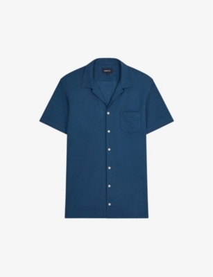 Balibaris Mens Embruns Harlem Patch-pocket Straight-cut Organic-cotton Shirt In Blue