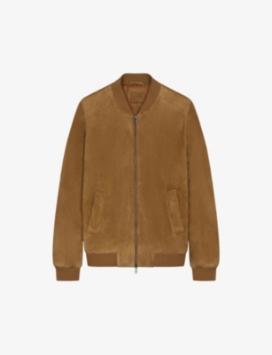 Balibaris Mens Fawn Paolo Ribbed Collar Suede Bomber Jacket