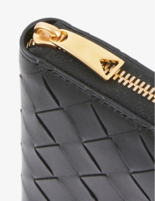 Bottega Veneta Intrecciato Leather Continental Wallet In Black-gold