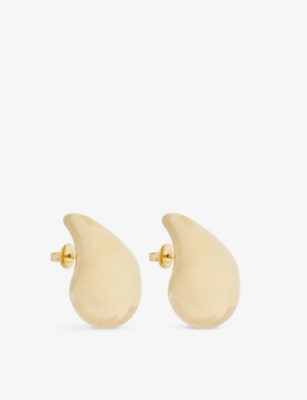 Shop Bottega Veneta Womens Yellow Gold Bv Drop Earrings