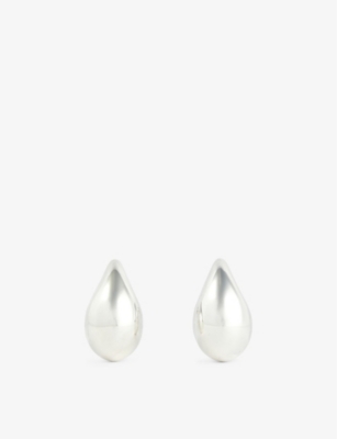 BOTTEGA VENETA: Drop logo-engraved sterling-silver earrings