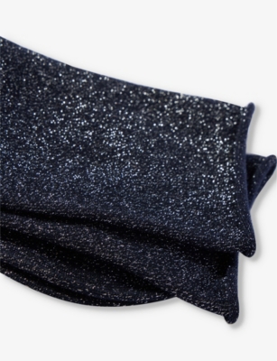Falke Shiny-finish Mid-calf Recycled Polyamide-blend Knitted Socks In Dark Navy