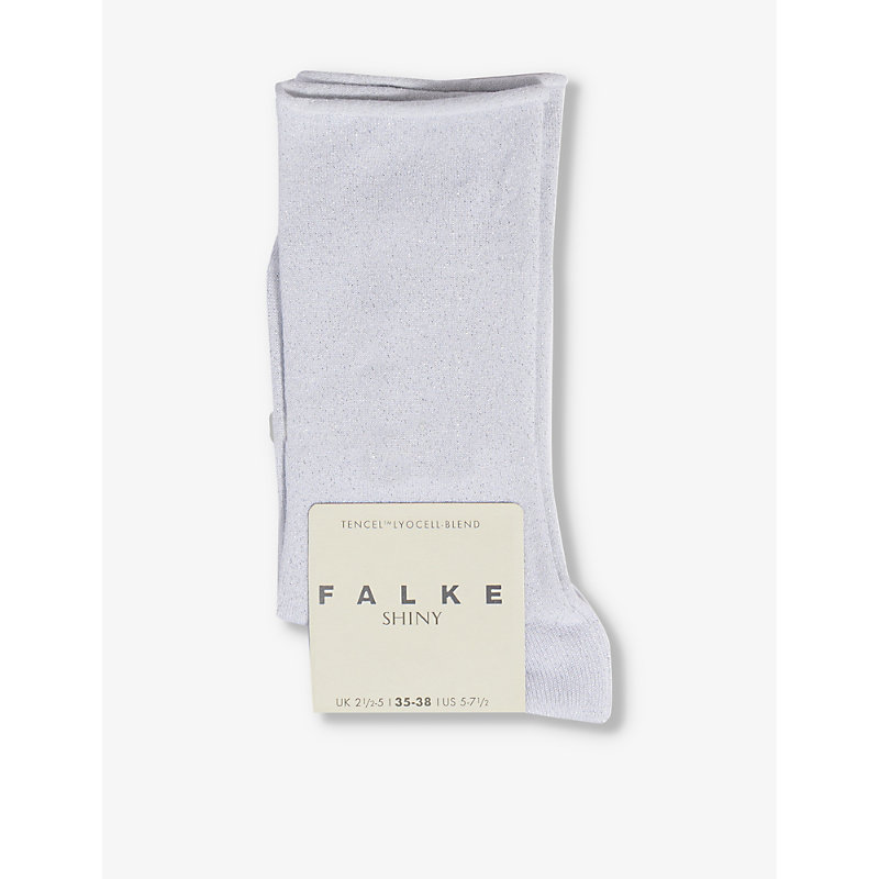 Falke Womens White Shiny-finish Mid-calf Recycled Polyamide-blend Knitted Socks
