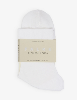 Falke Womens 2000 White Fine Softness Stretch Woven-blend Socks In 2000 White
