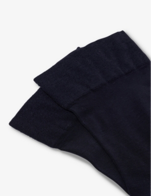 Falke Fine Softness Stretch Woven-blend Socks In 6370 Dark Navy
