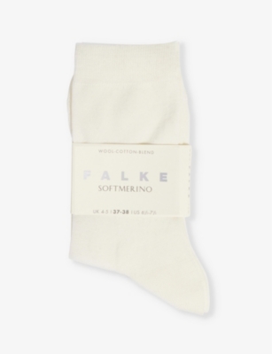 Falke Womens 2040 Off-white Softmerino Ankle-rise Stretch-wool Blend Socks