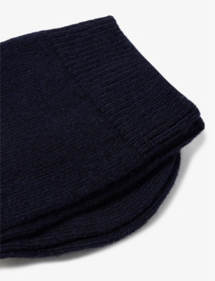 Shop Falke Womens 6379 Dark Navy Brushed Mid-calf Wool And Cashmere-blend Knitted Socks