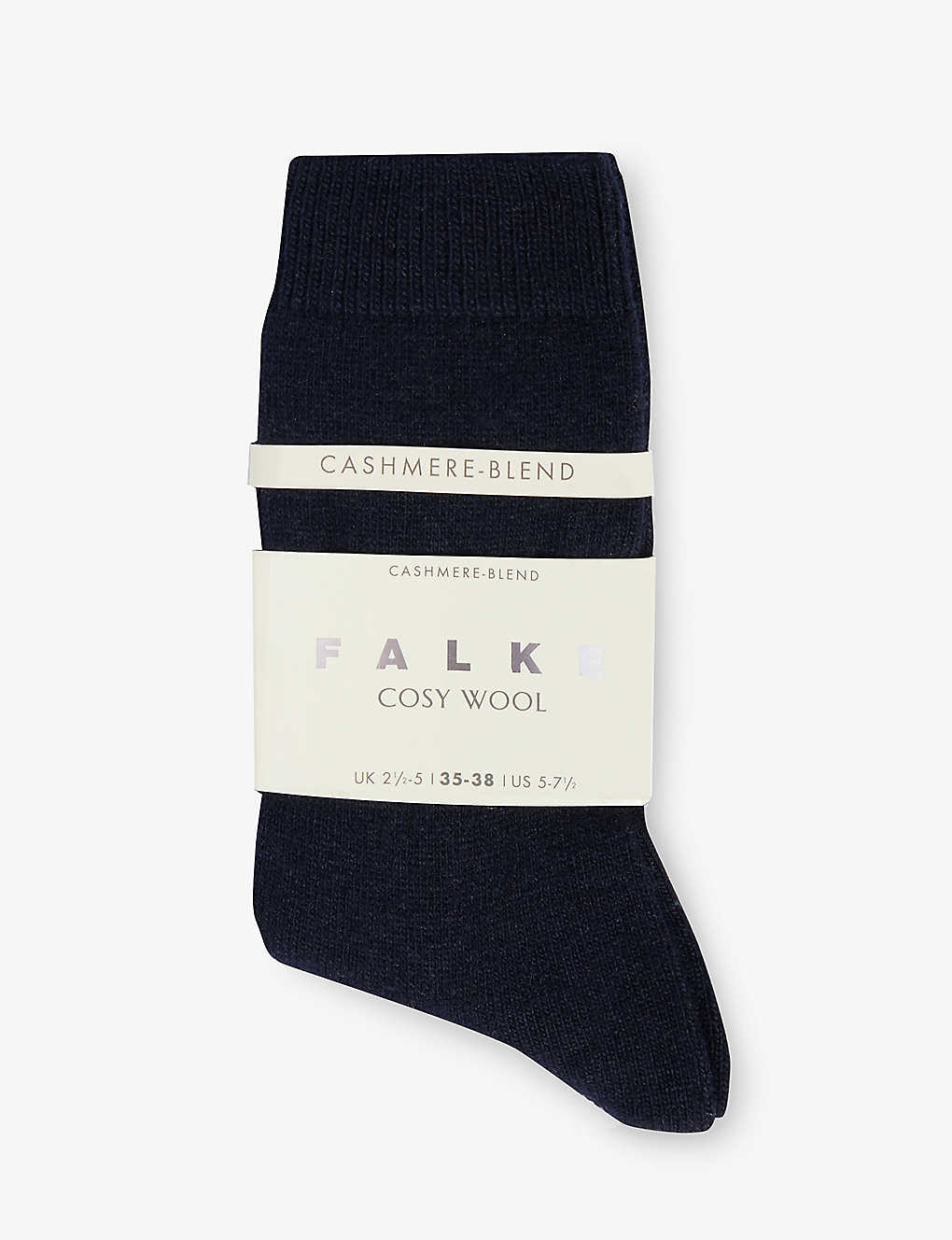 Falke Womens 6379 Dark Navy Brushed Mid-calf Wool And Cashmere-blend Knitted Socks