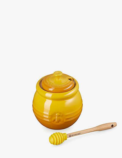 LE CREUSET: Stoneware honey pot and dipper 12cm