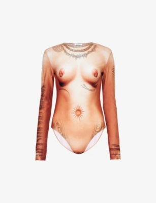 JEAN PAUL GAULTIER JEAN PAUL GAULTIER WOMEN'S LIGHTNUDE TROMPE L'OEIL STRETCH-MESH BODYSUIT