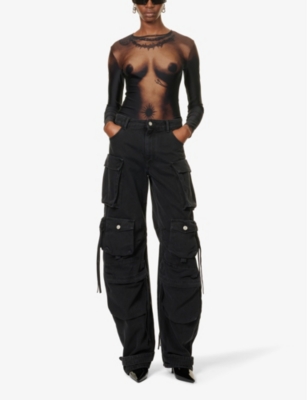 Shop Jean Paul Gaultier Women's Darknude Trompe L'oeil Slim-fit Stretch-mesh Bodysuit