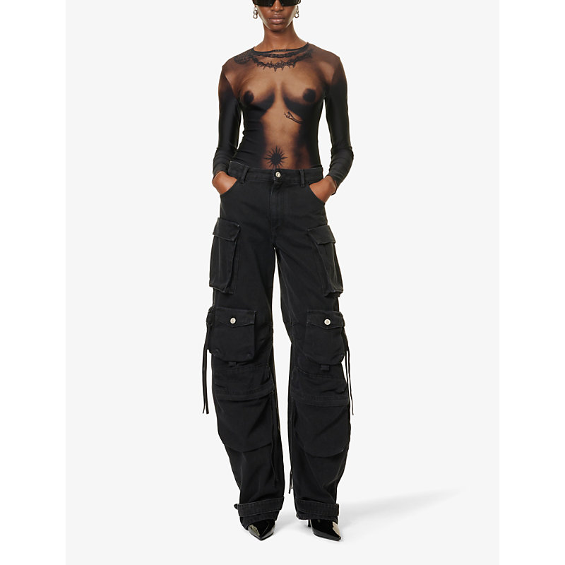 Shop Jean Paul Gaultier Trompe L'oeil Slim-fit Stretch-mesh Bodysuit In Darknude