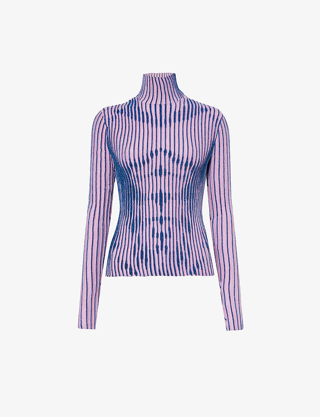 Shop Jean Paul Gaultier Women's Pink Blue Trompe L'oeil Slim-fit Wool-blend Knitted Top