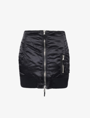 Jean Paul Gaultier Womens Black Brand-embroidered Zip-embellished Woven Mini Skirt In Black