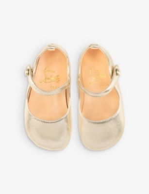 Shop Christian Louboutin Platine Baby Love Chick Metallic-leather Crib Shoes 6-12 Months