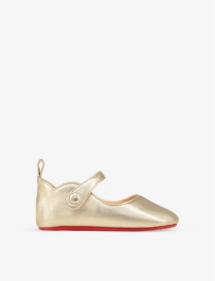 Christian Louboutin Platine Baby Love Chick Metallic-leather Crib Shoes 6-12 Months