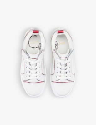Christian Louboutin Funnyto Logo-print Leather Low-top Trainers 4-9 Years In Bianco