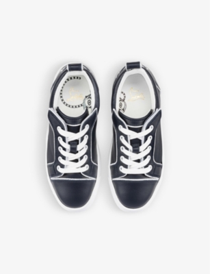 Shop Christian Louboutin Boys Navy Kids Funnyto Logo-print Leather Low-top Trainers 4-9 Years