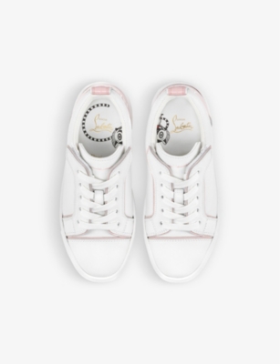 Christian Louboutin Boys Bianco Kids Funnyto Logo-print Leather Low-top Trainers 4-9 Years In Bianco
