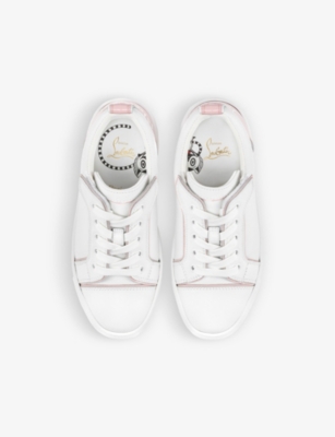 Shop Christian Louboutin Boys Bianco Kids Funnyto Logo-print Leather Low-top Trainers 4-9 Years