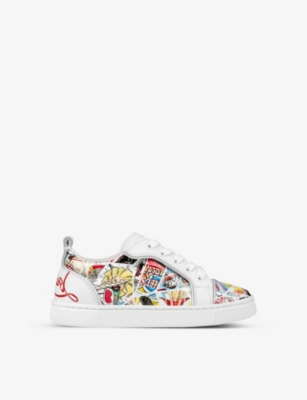 CHRISTIAN LOUBOUTIN: Funnyto graphic-print leather low-top trainers 4-9 years