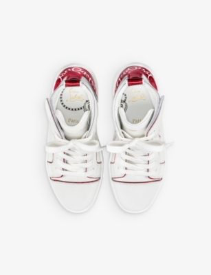 Shop Christian Louboutin Boys Bianco Kids Funnytopi Logo-print High-top Leather Trainers 4-9 Years In White