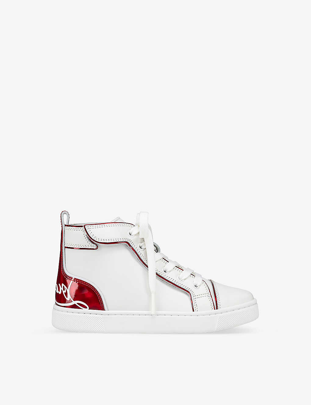 Christian Louboutin Boys Bianco Kids Funnytopi Logo-print High-top Leather Trainers 4-9 Years In White