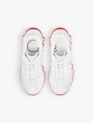Shop Christian Louboutin Boys Bianco Kids Mini Shark Sculptural-sole Leather Low-top Trainers 4-9 Years