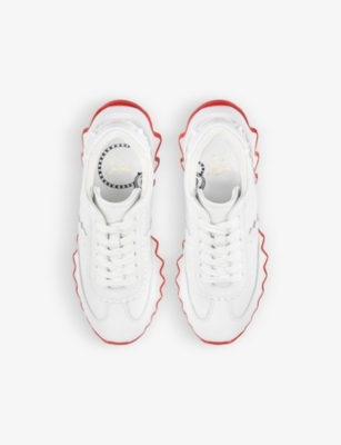 Shop Christian Louboutin Mini Shark Sculptural-sole Leather Low-top Trainers 4-9 Years In Bianco