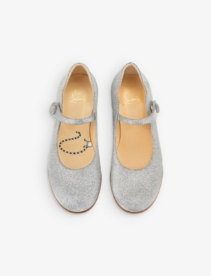 CHRISTIAN LOUBOUTIN: Melodie Chick glitter-embellished leather pumps 4-9 years