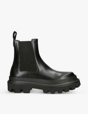Dolce & Gabbana High Trekking Brushed Leather Chelsea Boots In Black