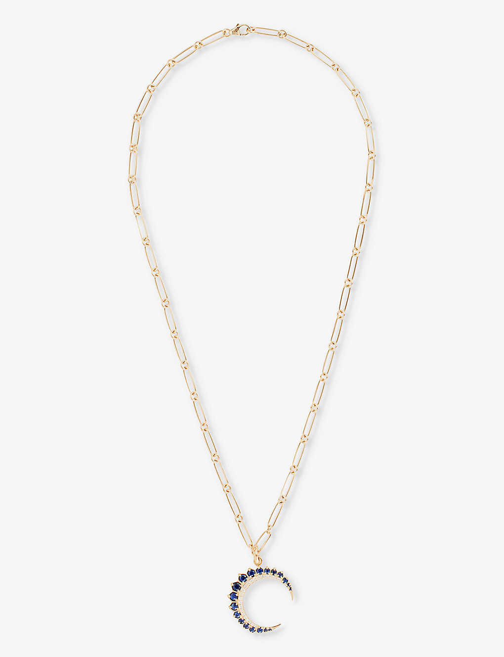 Storrow Women's 14k Yellow Gold Crescent 14ct Yellow-gold, Diamond And Blue Sapphire Charm Necklace
