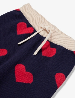 Shop Konges Slojd Navy Heart Kids Lapis Heart-pattern Knitted Organic-cotton Jogging Bottoms 9 Months-3 Y